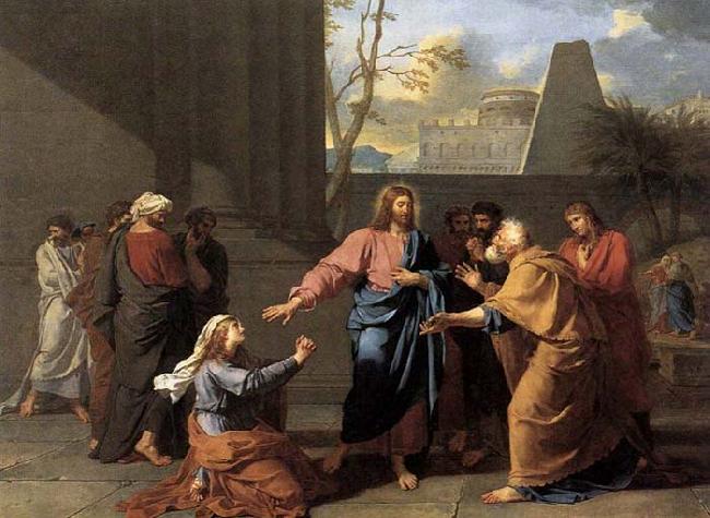 Jean-Germain  Drouais The Woman of Canaan at the Feet of Christ France oil painting art